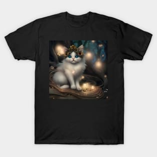 Cute White Kitten Blue Eyes | White cat with blue eyes | Digital art Sticker T-Shirt